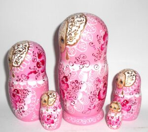 Bride in pink Nata nesting Doll Babooshki s