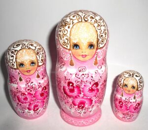 Bride in pink Nata nesting Doll Babooshki s