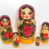 Semenov small 5-set red scarf nesting Doll Babooshki s Classic Village Traditional