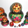 Girl in green scarf black dress 10-set nesting Doll Babooshki s