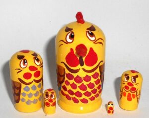MINI Funny thin Rooster 5-set TINY nesting Doll Babooshki s
