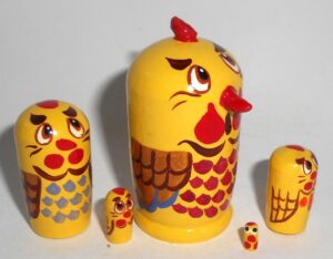 MINI Funny thin Rooster 5-set TINY nesting Doll Babooshki s