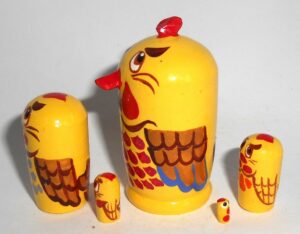 MINI Funny thin Rooster 5-set TINY nesting Doll Babooshki s