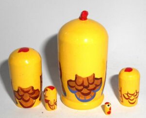 MINI Funny thin Rooster 5-set TINY nesting Doll Babooshki s