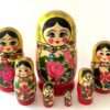 Semenov pink scarf with flowers 7-set Babushka Matryoshka nesting Doll (Copy)