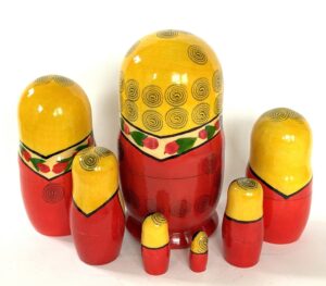 Semenov pink scarf with flowers 7-set Babushka Matryoshka nesting Doll (Copy)