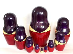 Kirov Kirovie giant red scarf purple dress 10-set Babushka Matryoshka nesting Doll (Copy)