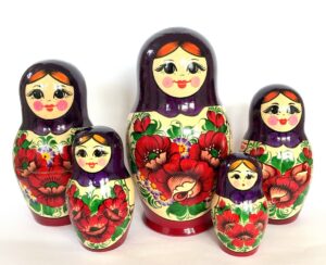Kirov Kirovie giant red scarf purple dress 10-set Babushka Matryoshka nesting Doll (Copy)