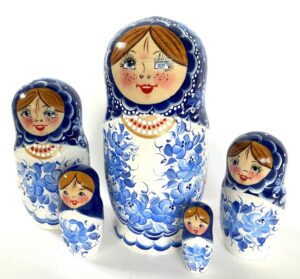 Vera pink Dress flowers large 5-set Babushka Matryoshka nesting Doll (Copy)