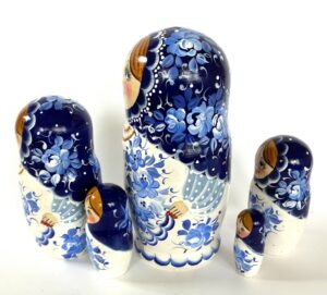 Vera pink Dress flowers large 5-set Babushka Matryoshka nesting Doll (Copy)