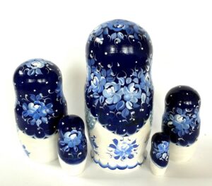 Vera pink Dress flowers large 5-set Babushka Matryoshka nesting Doll (Copy)
