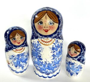 Vera pink Dress flowers large 5-set Babushka Matryoshka nesting Doll (Copy)