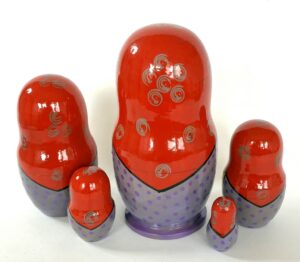Village blue scarf green dress 5-set Babushka Matryoshka nesting Doll (Copy)