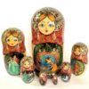 Village date in Winter blue dress 7-set Babushka Matryoshka nesting Doll (Copy)