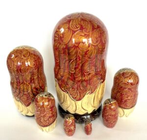 Village date in Winter blue dress 7-set Babushka Matryoshka nesting Doll (Copy)