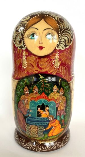 Village date in Winter blue dress 7-set Babushka Matryoshka nesting Doll (Copy)
