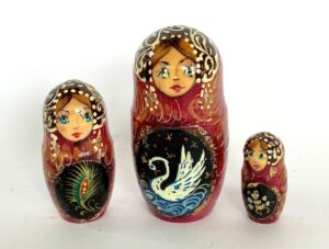 Village date in Winter blue dress 7-set Babushka Matryoshka nesting Doll (Copy)