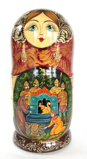Village date in Winter blue dress 7-set Babushka Matryoshka nesting Doll (Copy)