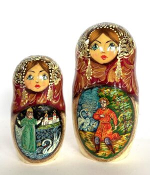 Village date in Winter blue dress 7-set Babushka Matryoshka nesting Doll (Copy)