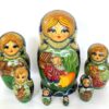 Village date in Winter teal scarf 7-set Babushka Matryoshka nesting Doll (Copy)