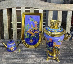 Khokhloma Large Sugar & two Candy Bowls with 3 spoons II (Copy)