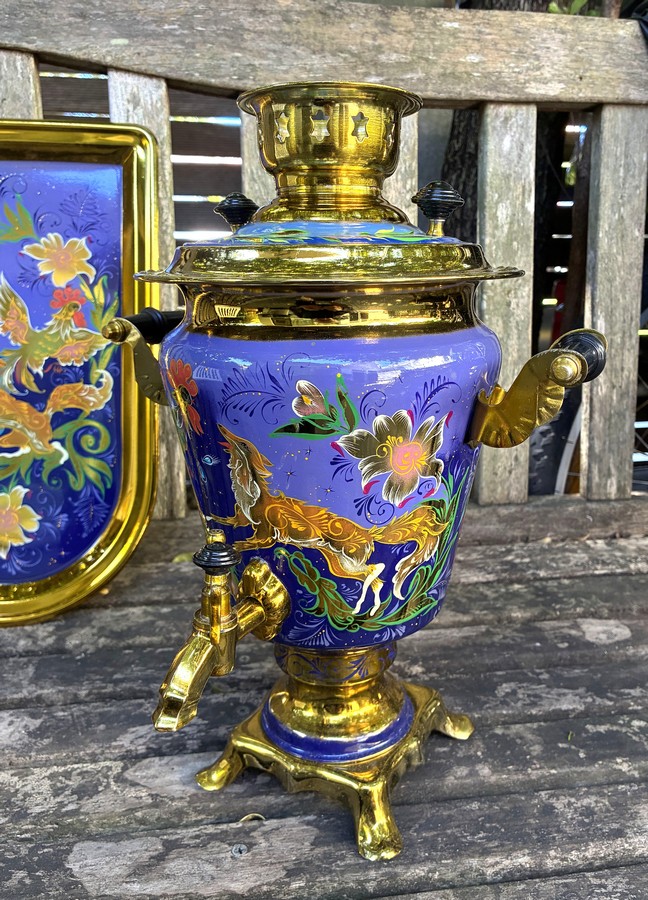 Khokhloma Large Sugar & two Candy Bowls with 3 spoons II (Copy)