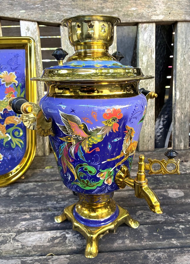 Khokhloma Large Sugar & two Candy Bowls with 3 spoons II (Copy)