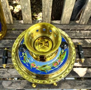 Khokhloma Large Sugar & two Candy Bowls with 3 spoons II (Copy)