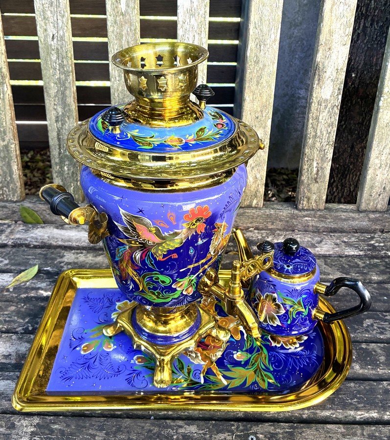 Khokhloma Large Sugar & two Candy Bowls with 3 spoons II (Copy)