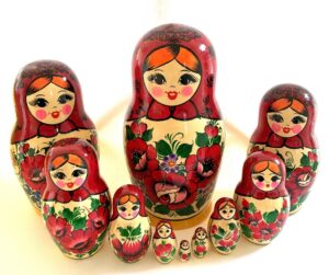 Kirov giant red scarf purple dress 10-set Babushka Matryoshka nesting Doll (Copy)