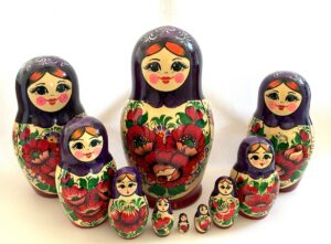 Kirov giant purple scarf red dress 10-set II Babushka Matryoshka nesting Doll (Copy)